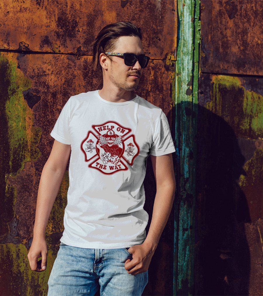 Help On The Way LA Firefighting Dice And Dancing Bears Emblem T-Shirt