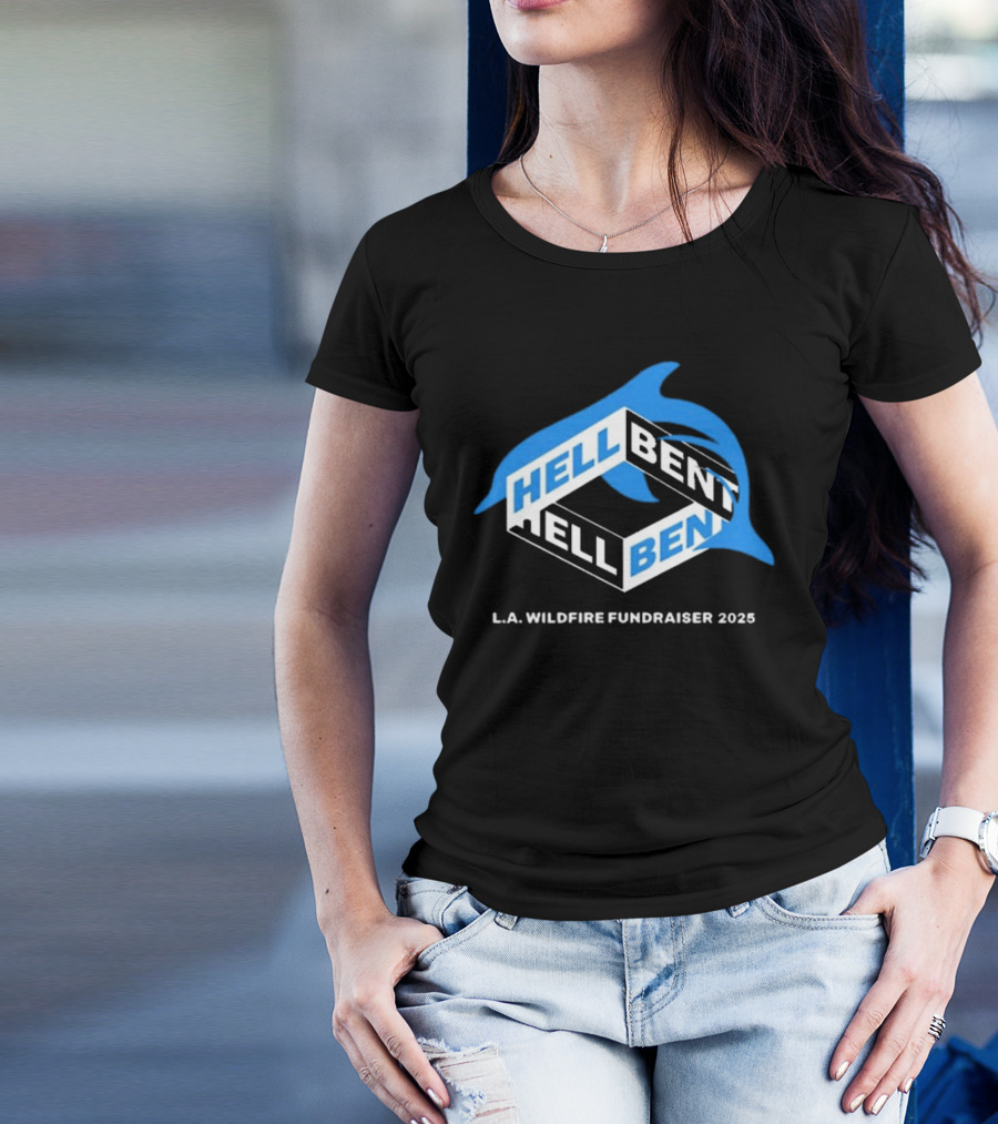 Hellbent L.A. Wildfire Fundraiser 2025 Blue Dolphin T-Shirt