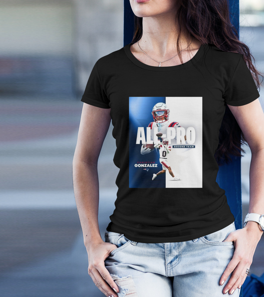 New England Patriots Christian Gonzalez All-Pro Second Team NFL 2024 Season T-Shirt