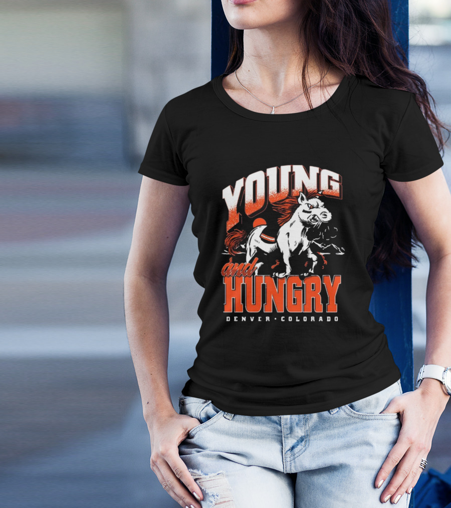 Young And Hungry Denver Colorado Horse Mascot T-Shirt