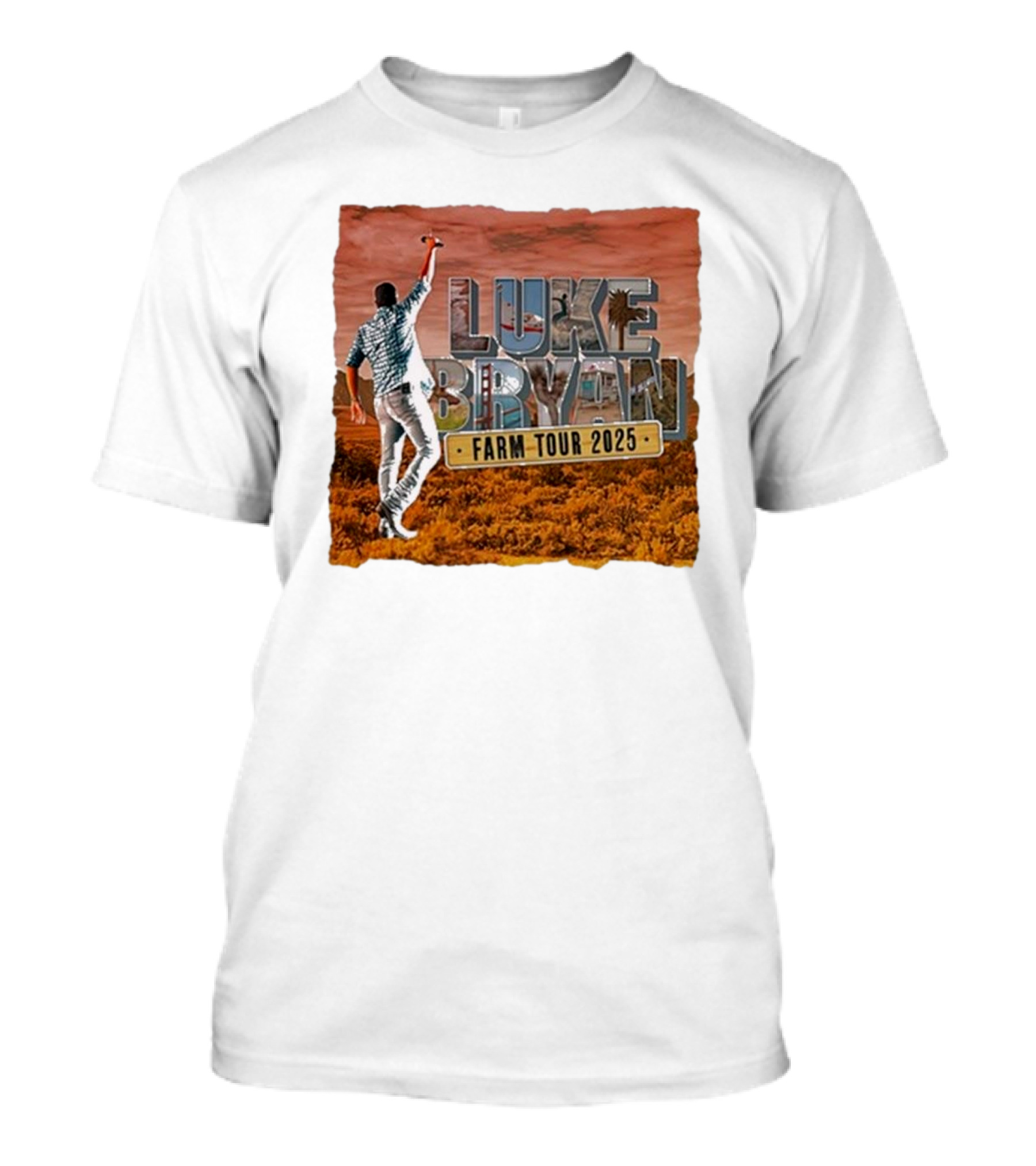 Luke Bryan Farm Tour 2025 Clovis CA May 16 Desert Scene T-Shirt