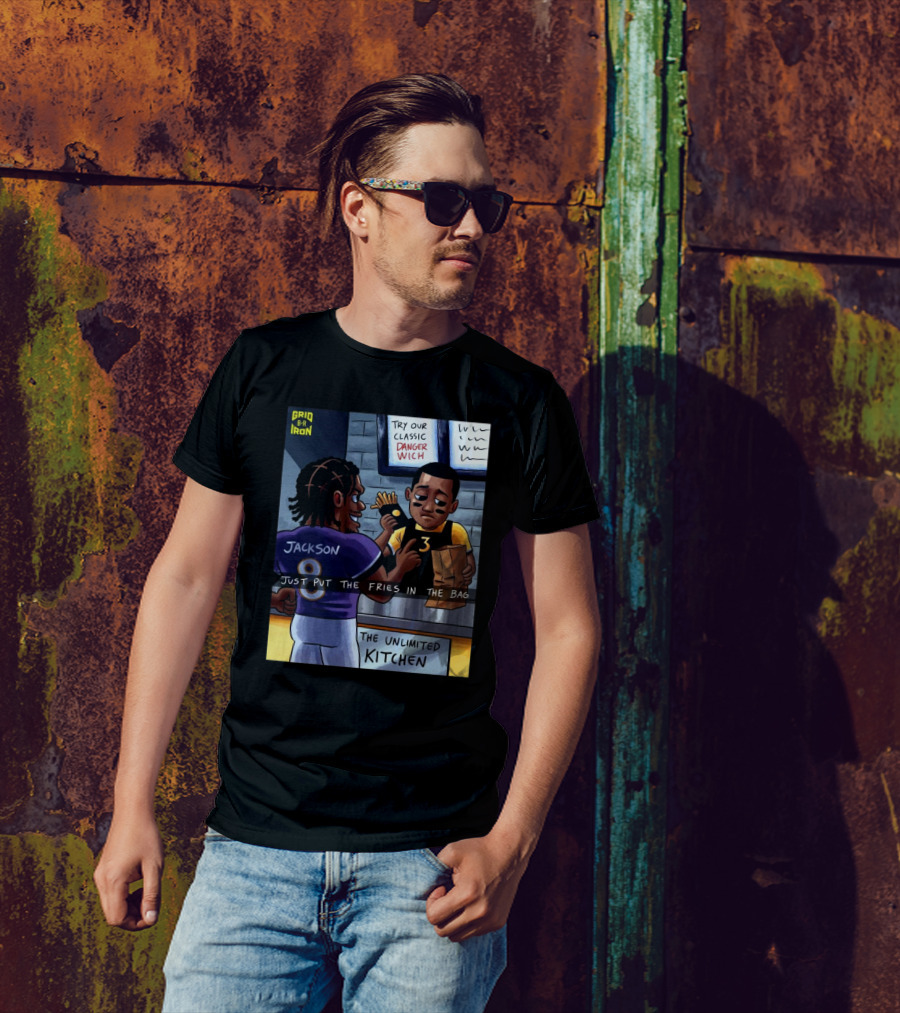 Baltimore Ravens Vs Pittsburgh Steelers Just Put The Fries In The Bag Try Our Classic Danger Wich Grid Iron Kitchen T-Shirt