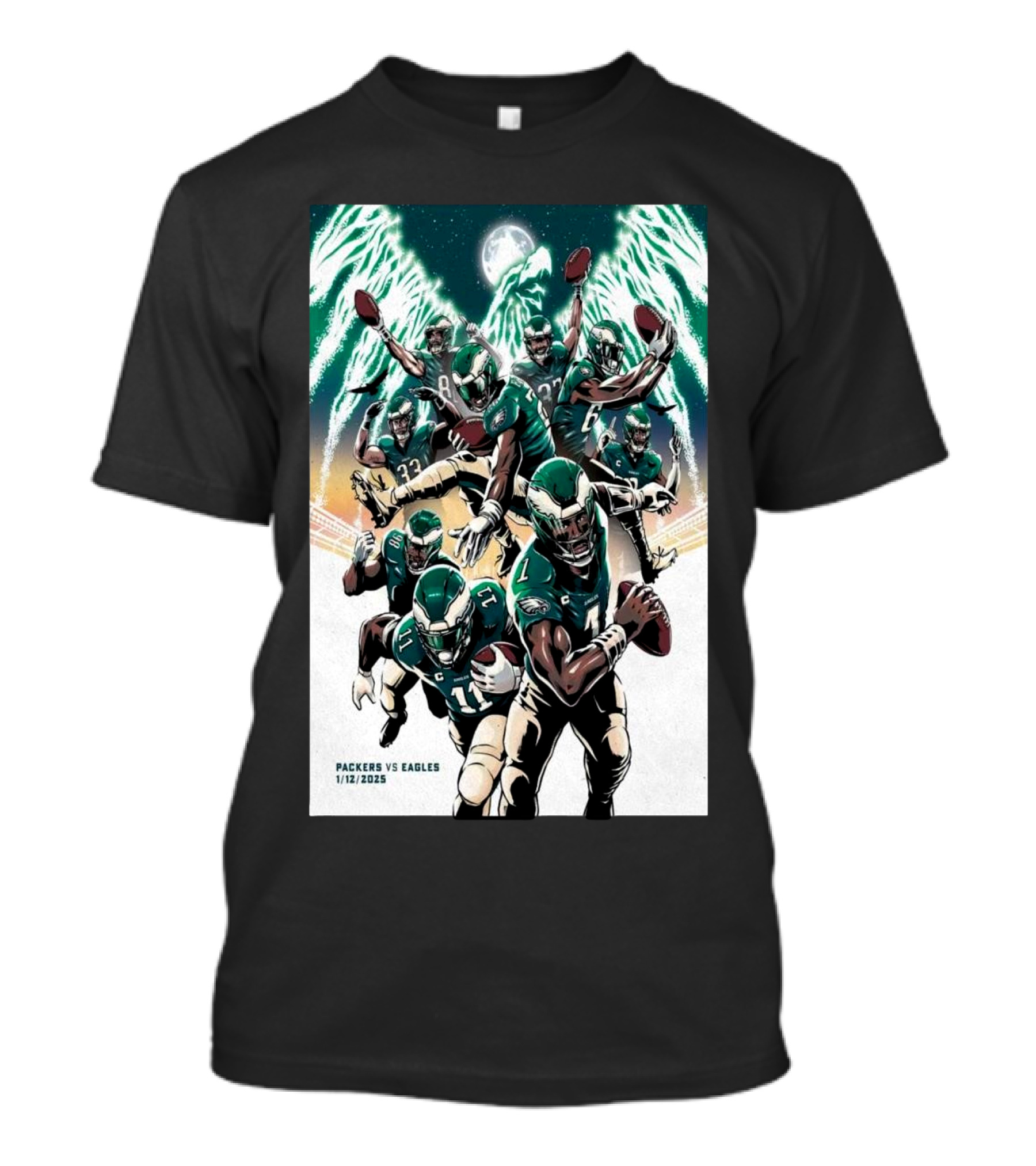Packers Vs Eagles 1/12/2025 Lincoln Financial Field Matchup T-Shirt