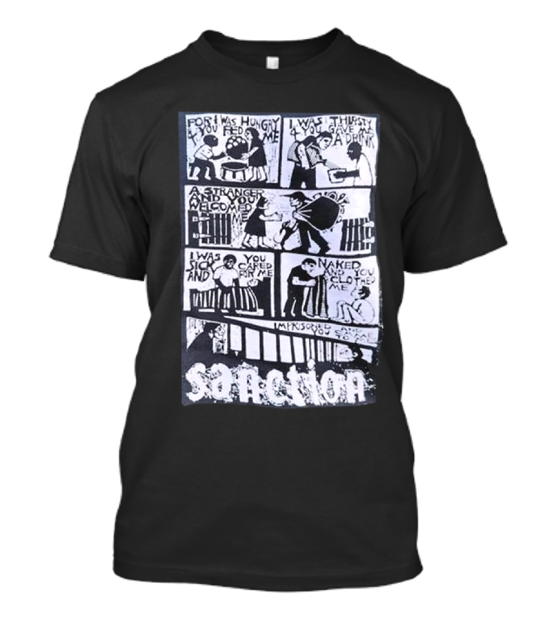 Sanction Comic Strip For I Was Hungry, I Was Thirsty Text T-Shirt