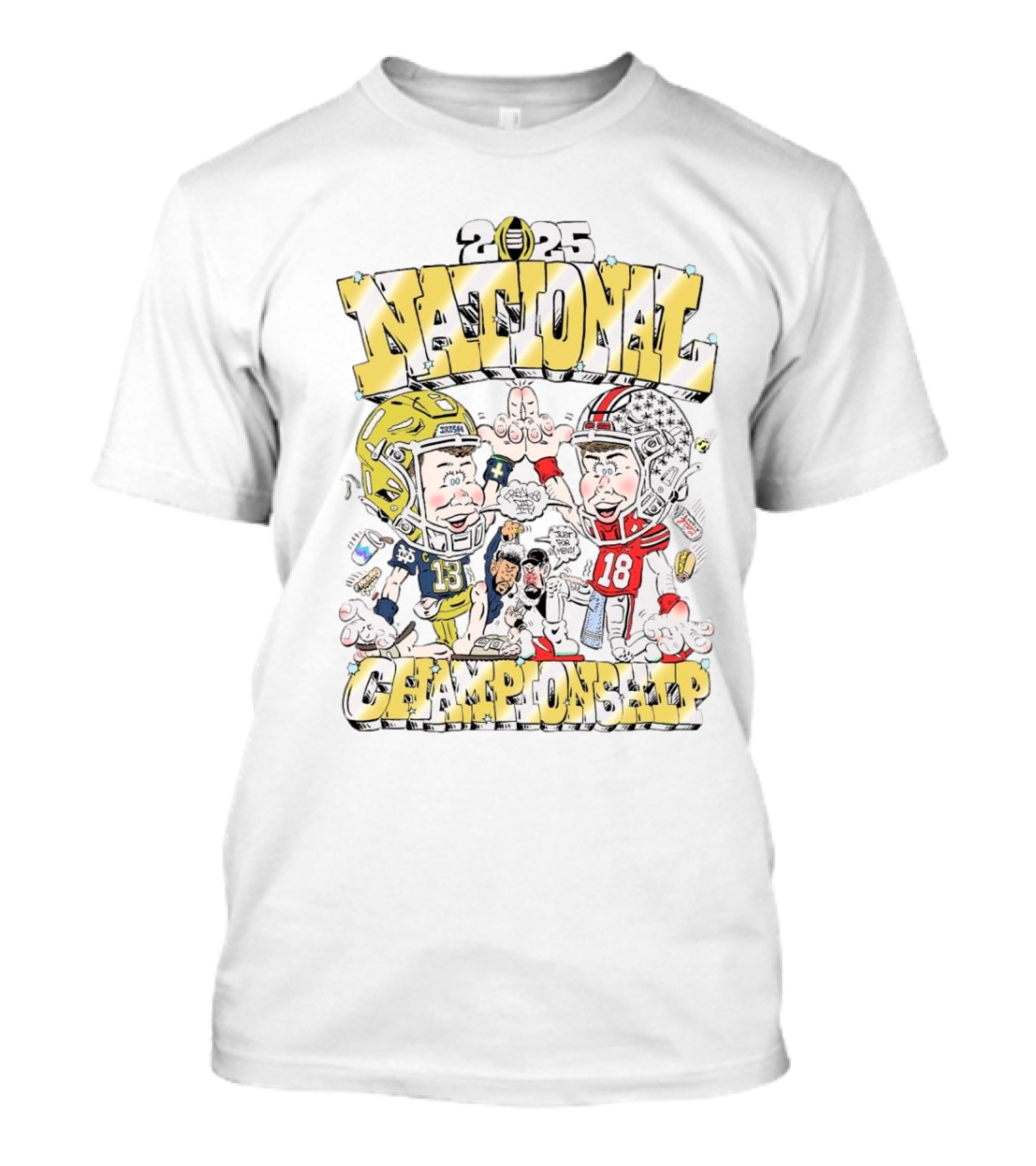 2025 National Championship Notre Dame Fighting Irish Vs Ohio State Buckeyes Caricatures T-Shirt
