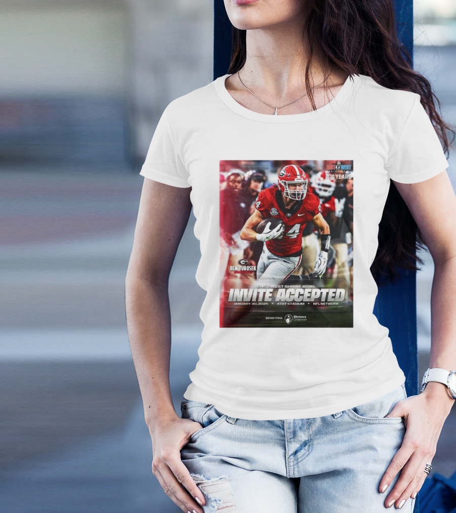 Ben Yurosek Georgia Bulldogs East-West Shrine Bowl Invite Accepted January 30 2025 AT&T Stadium NFL Network T-Shirt