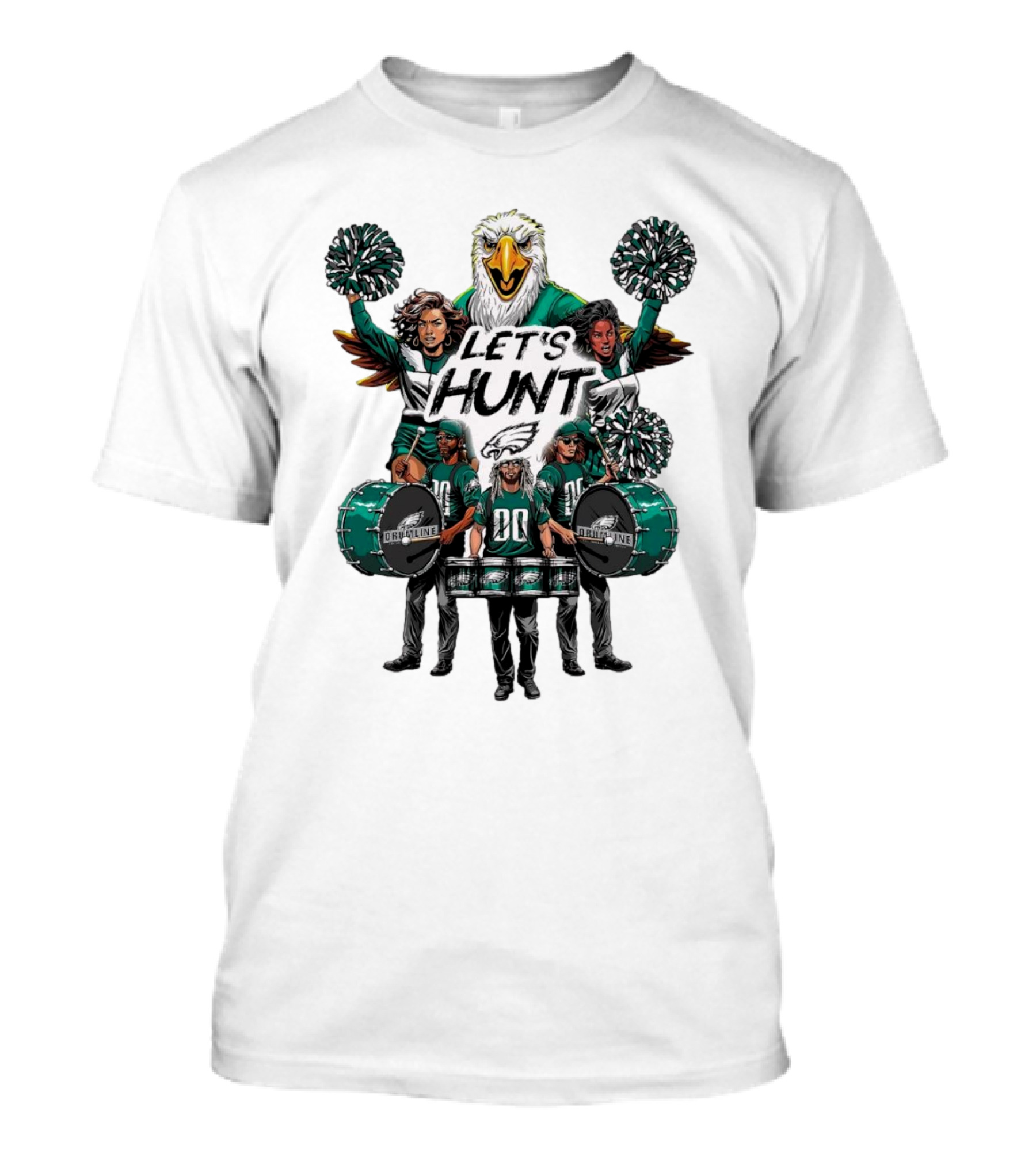 Philadelphia Eagles Let’s Hunt With Drumline And Cheer Squad NFL Playoffs Victory Over Green Bay Packers Final Score 22-10 T-Shirt