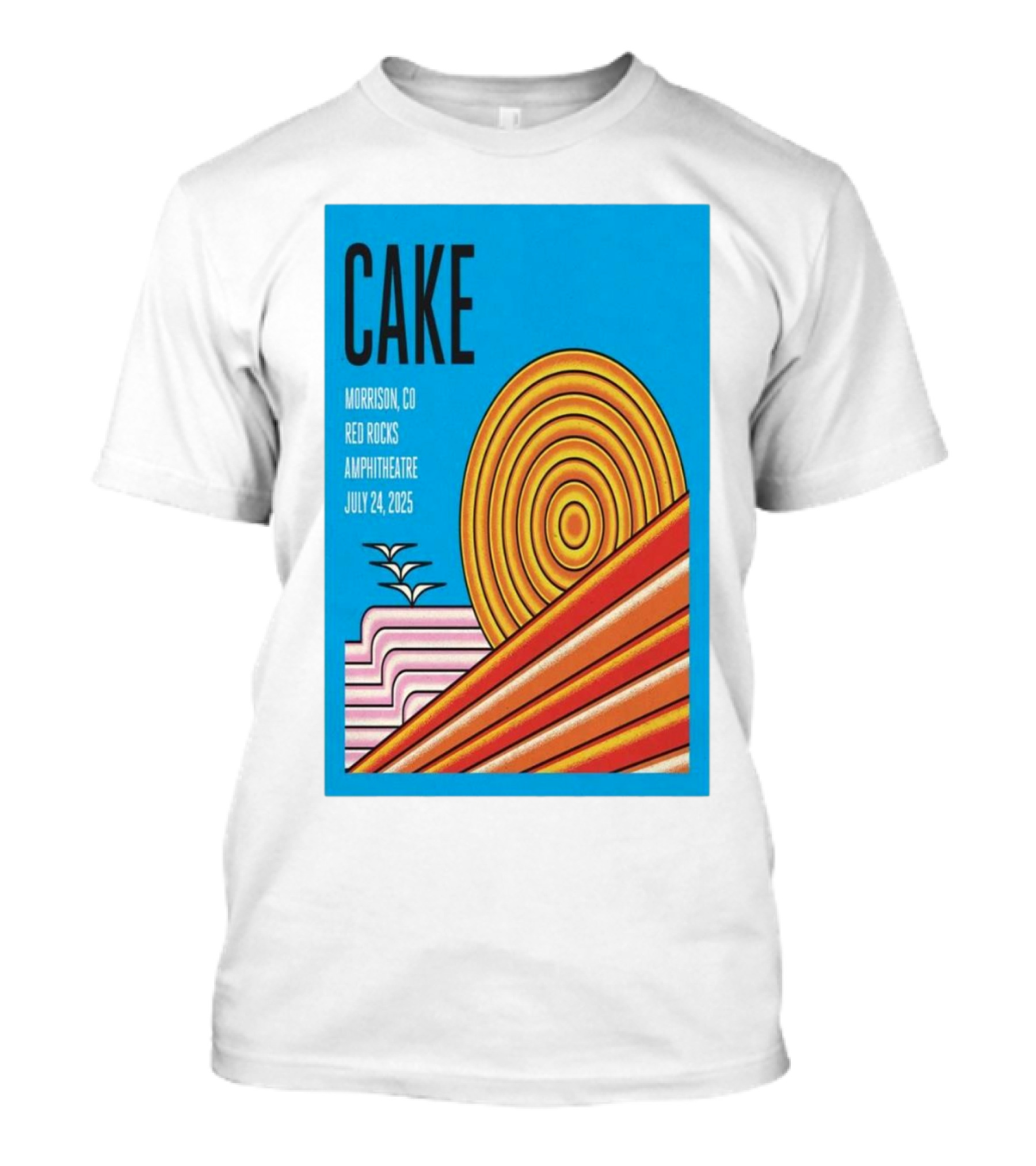 CAKE Morrison CO Red Rocks Amphitheatre July 24 2025 Vintage Sunburst T-Shirt