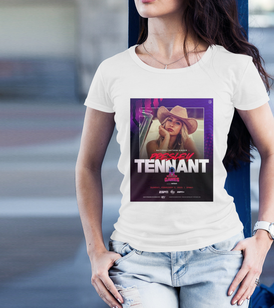 Presley Tennant National Anthem Singer NFL Pro Bowl Games Sunday February 2 2025 3PM ET ESPN ABC Verizon T-Shirt