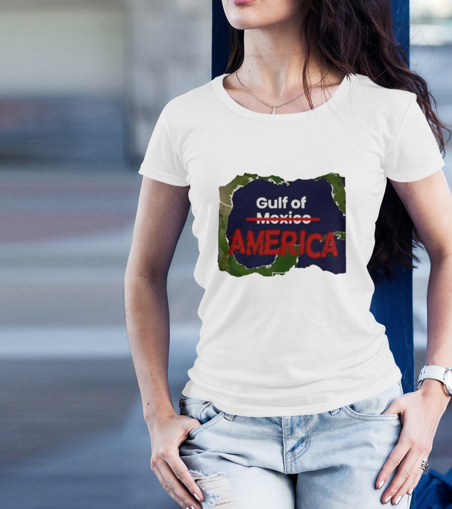 Gulf Of America Theblanksspot 2025 Red White Map Concept T-Shirt