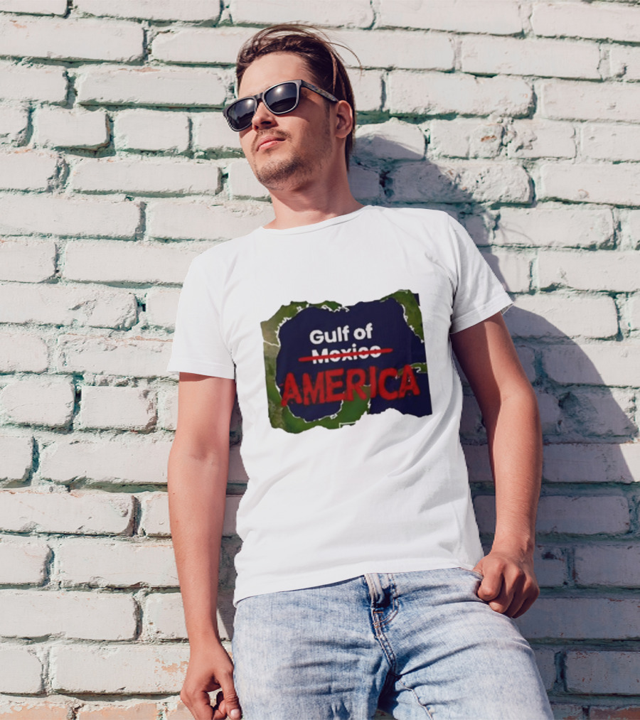 Gulf Of America Theblanksspot 2025 Red White Map Concept T-Shirt