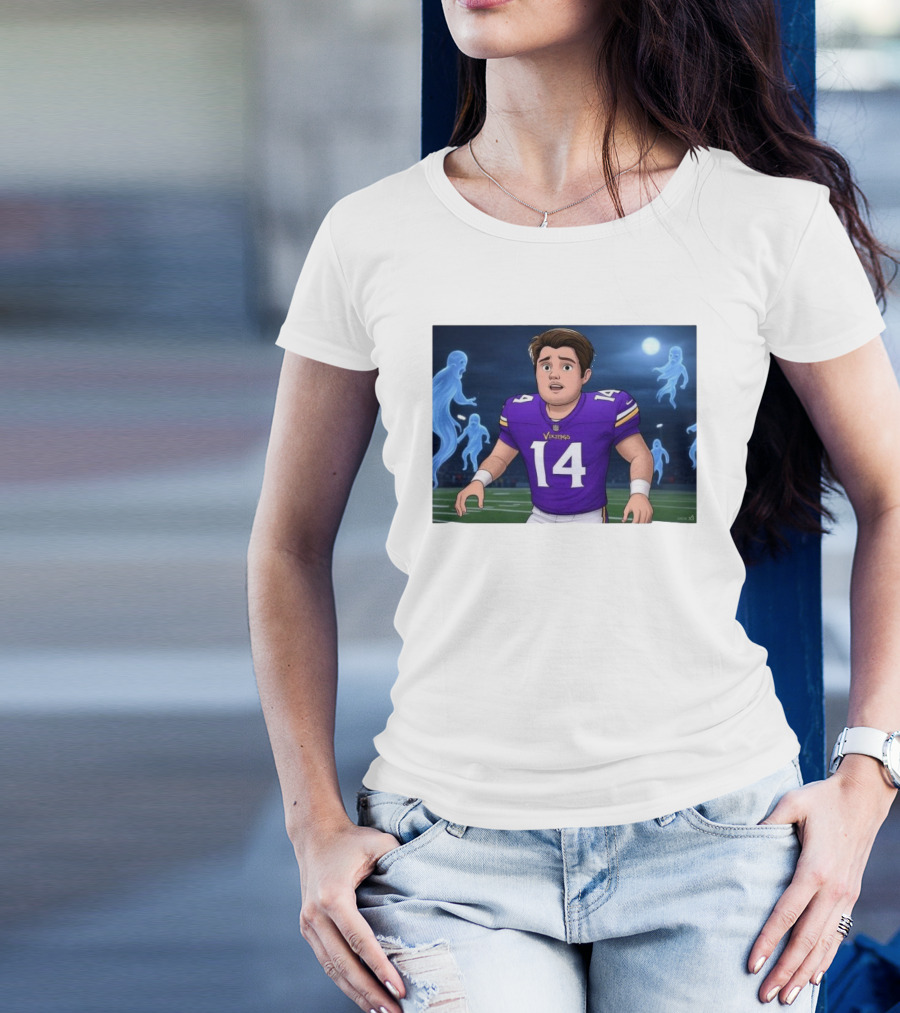 Sam Darnold Haunted By Ghosts In Minnesota Vikings NFL Jersey T-Shirt