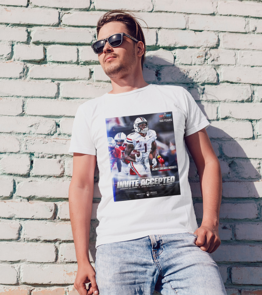 Jacory Croskey-Merritt Arizona Wildcats East-West Shrine Bowl Invite Accepted January 30 2025 AT&T Stadium NFL Network T-Shirt