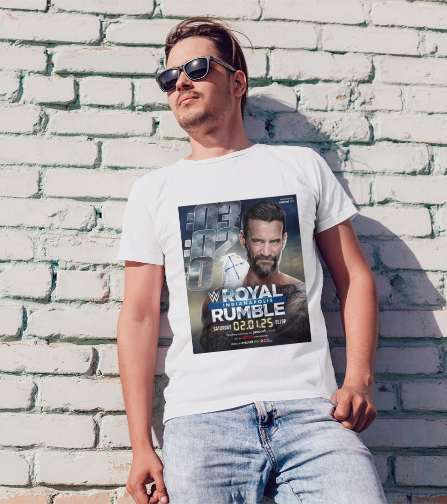 WWE Royal Rumble Indianapolis Saturday 02.01.25 Streaming On Peacock And Netflix T-Shirt