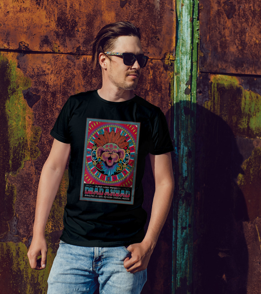 Playa Luna Presents Dead Ahead January 13 2025 Riviera Cancun Mexico Concert Colorful Lion Headdress T-Shirt