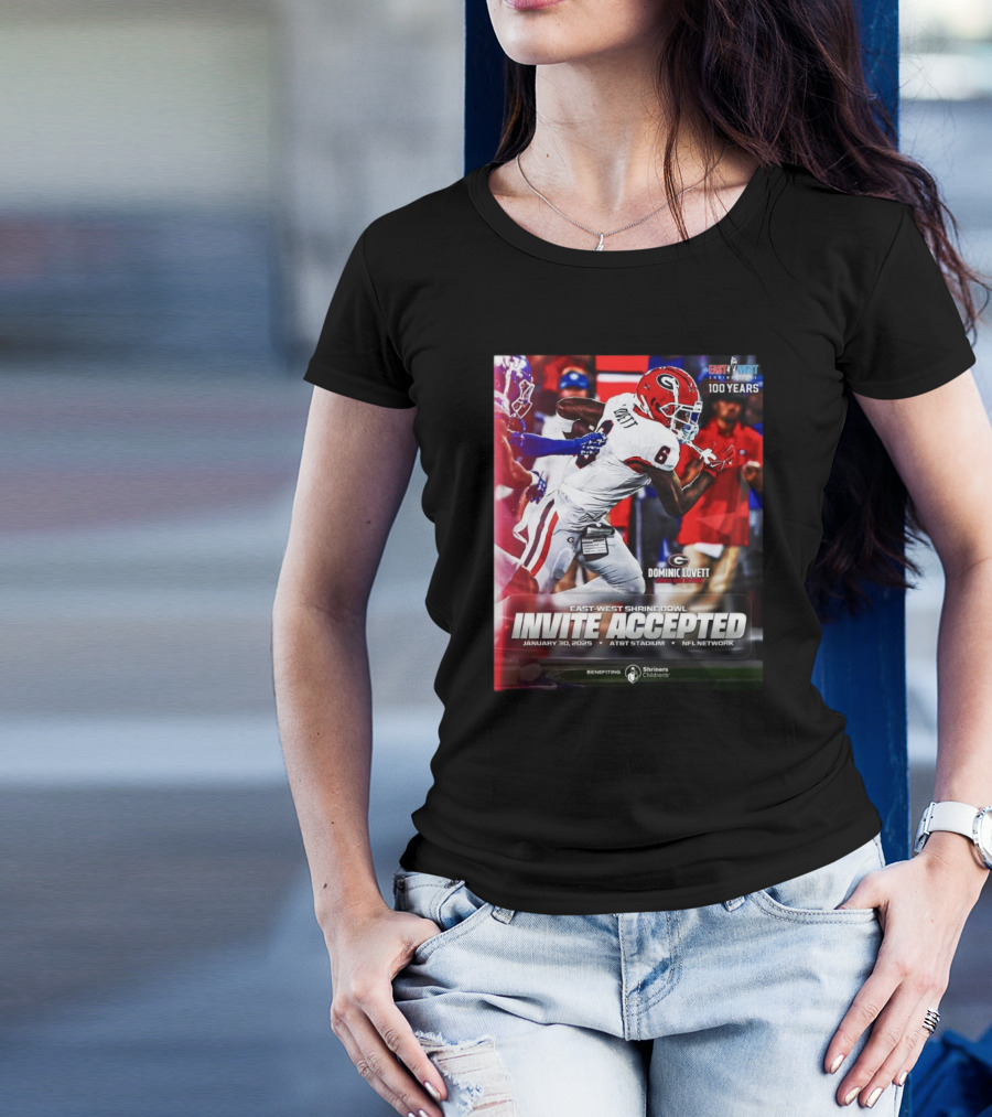 Dominic Lovett Georgia Bulldogs East-West Shrine Bowl Invite Accepted NFL Network January 30 2025 AT&T Stadium T-Shirt