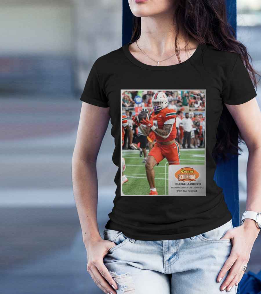 Elijah Arroyo Miami Hurricanes Red Redshirt Junior TE Reese’s Senior Bowl Pop-Tarts Bowl T-Shirt