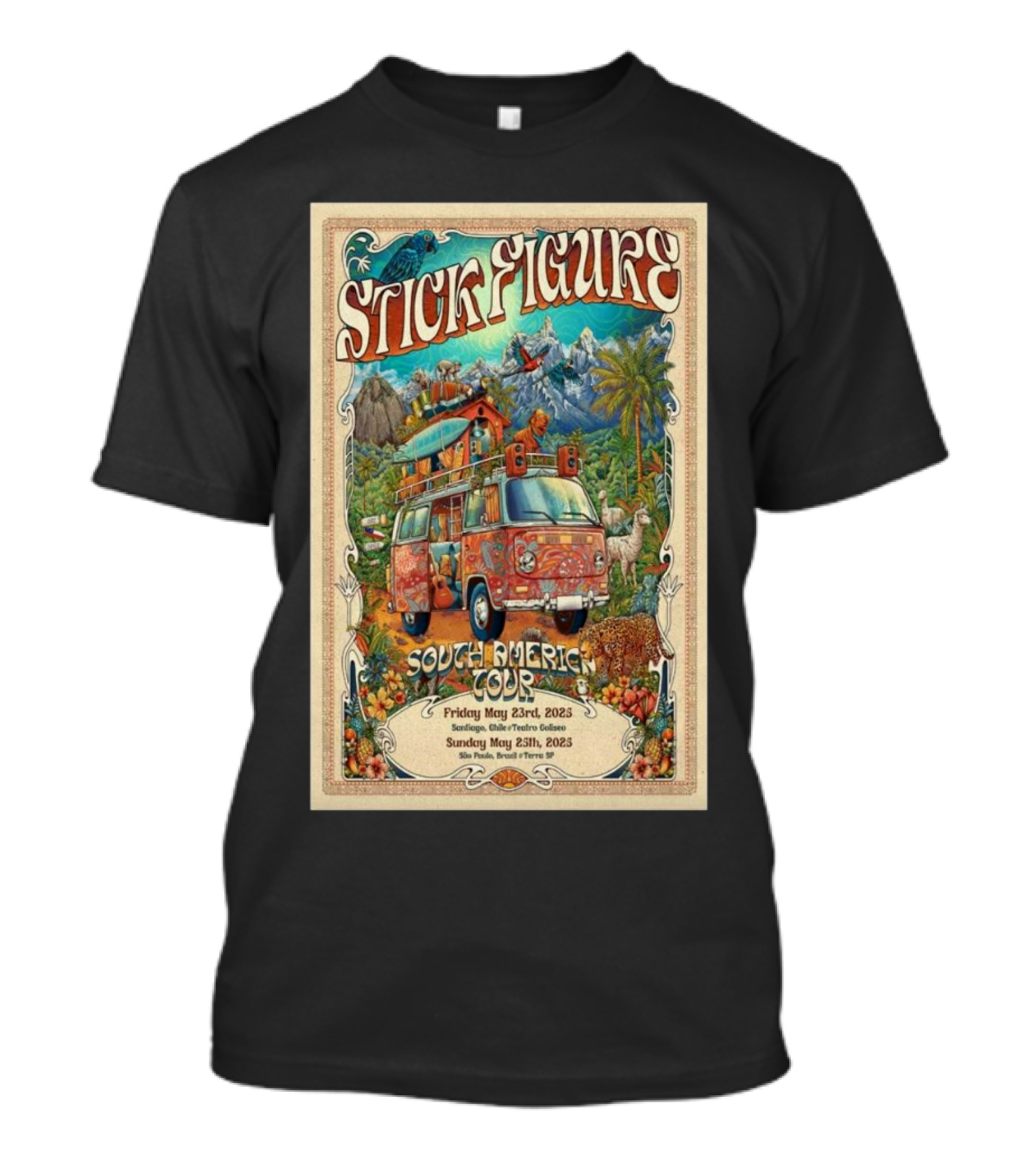 Stick Figure South America Tour May 23 Santiago Chile And May 25 São Paulo Brazil 2025 T-Shirt
