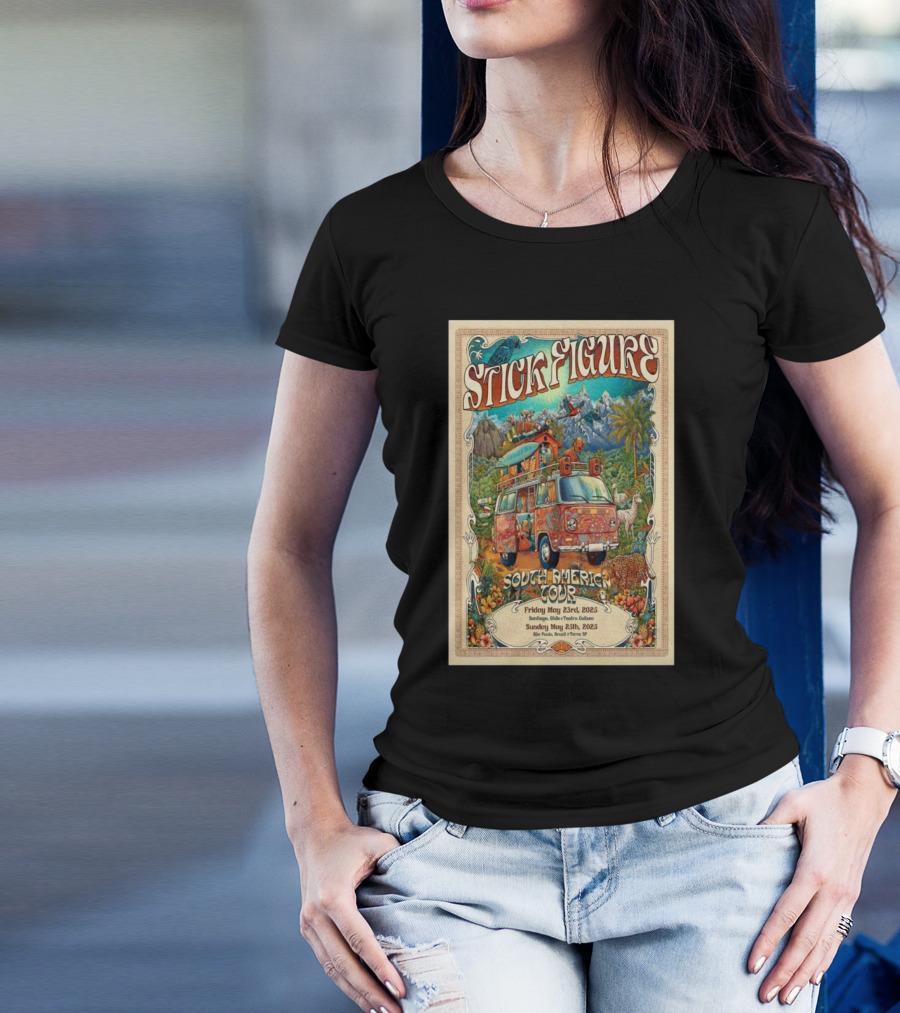 Stick Figure South America Tour May 23 Santiago Chile And May 25 São Paulo Brazil 2025 T-Shirt