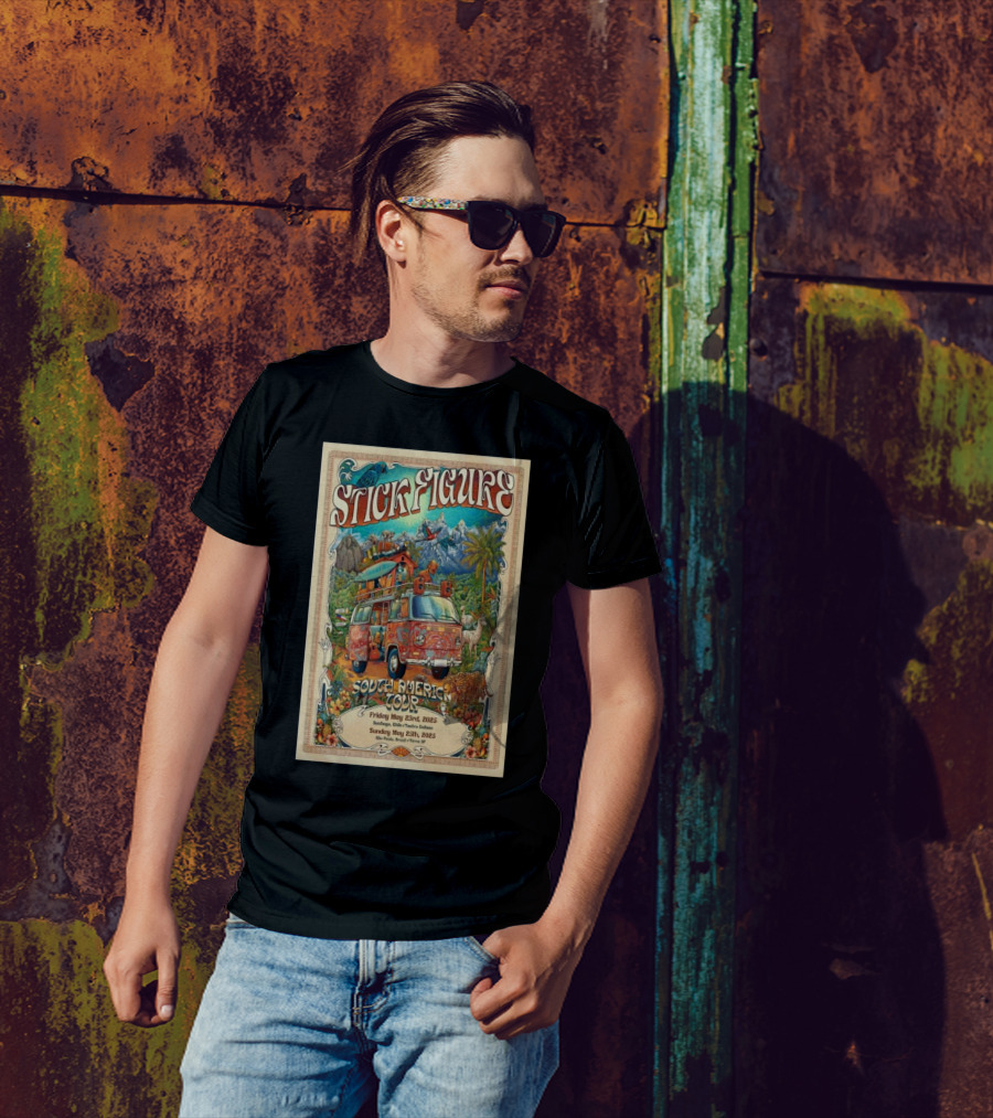 Stick Figure South America Tour May 23 Santiago Chile And May 25 São Paulo Brazil 2025 T-Shirt