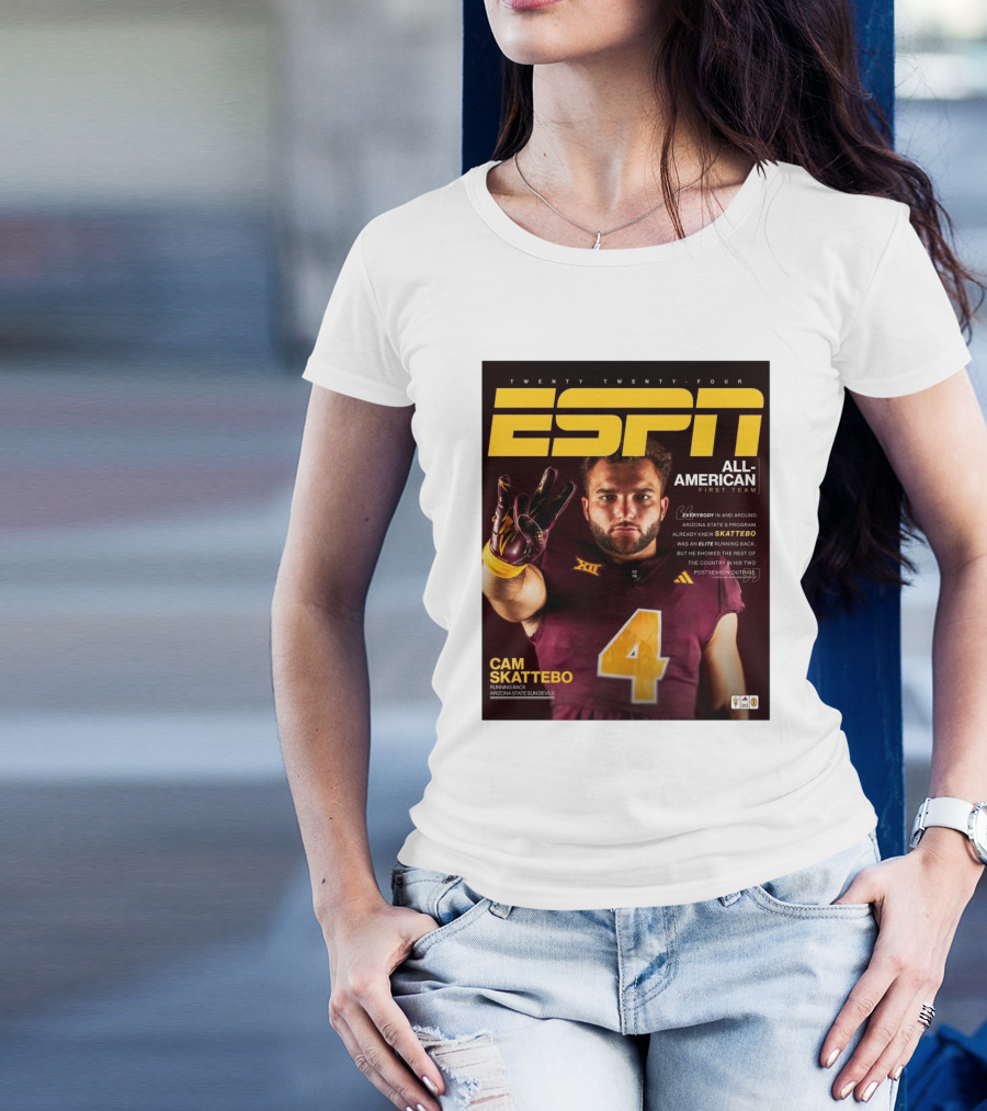 Twenty Twenty-Four ESPN All-American First Team Cam Skattebo Running Back Arizona State Sun Devils T-Shirt