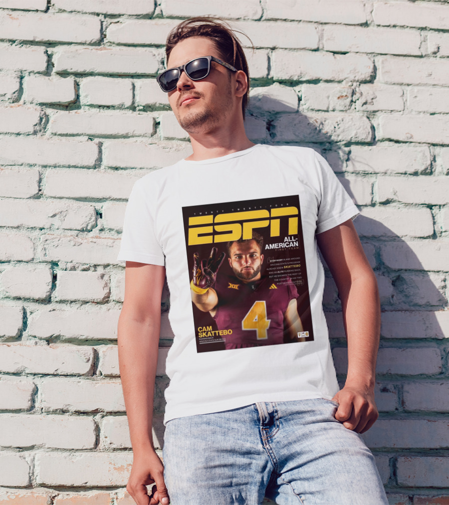 Twenty Twenty-Four ESPN All-American First Team Cam Skattebo Running Back Arizona State Sun Devils T-Shirt