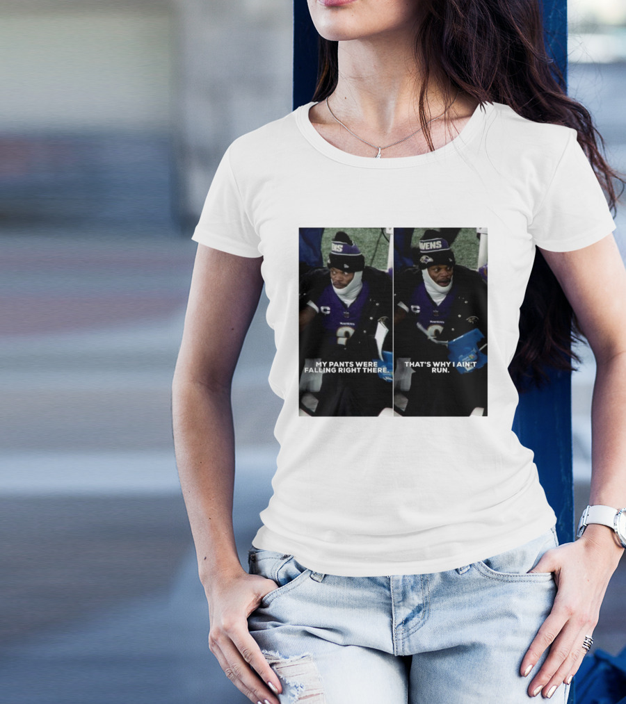 Baltimore Ravens My Pants Were Falling Right There That’s Why I Ain’t Run Ravens Logo Beanie Winter Attire T-Shirt
