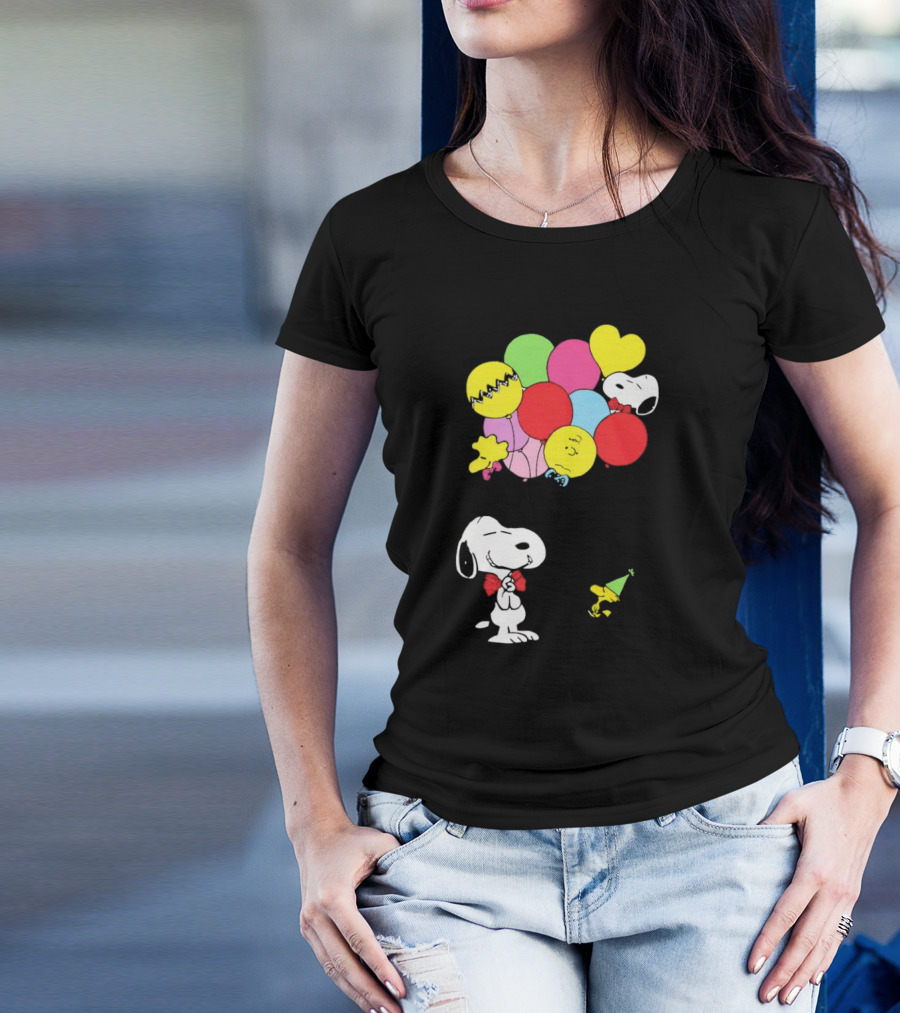 Peanuts Snoopy Woodstock Balloons Birthday T-Shirt
