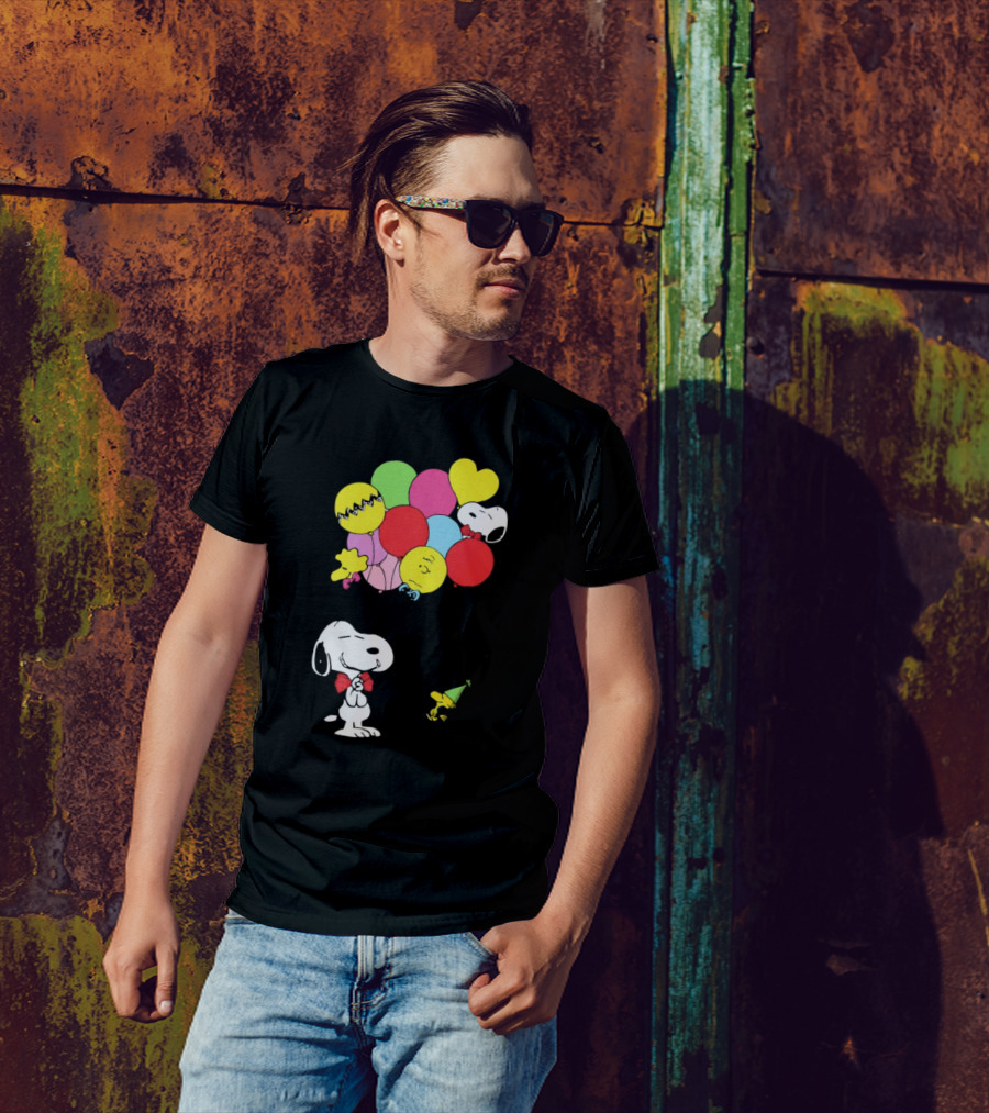 Peanuts Snoopy Woodstock Balloons Birthday T-Shirt