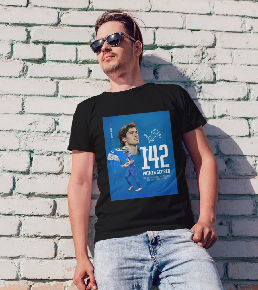 Jake Bates Detroit Lions 142 Points Scored Tied For Fourth-Most In Player's First NFL Season T-Shirt