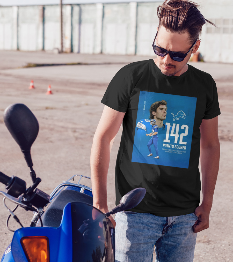 Jake Bates Detroit Lions 142 Points Scored Tied For Fourth-Most In Player's First NFL Season T-Shirt