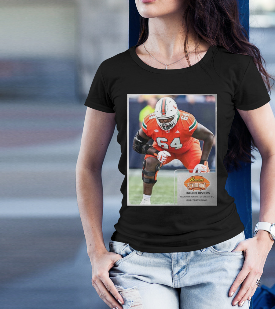 Jalen Rivers Miami Hurricanes Redshirt Junior 64 OT Reese’s Senior Bowl Pop-Tarts Bowl T-Shirt