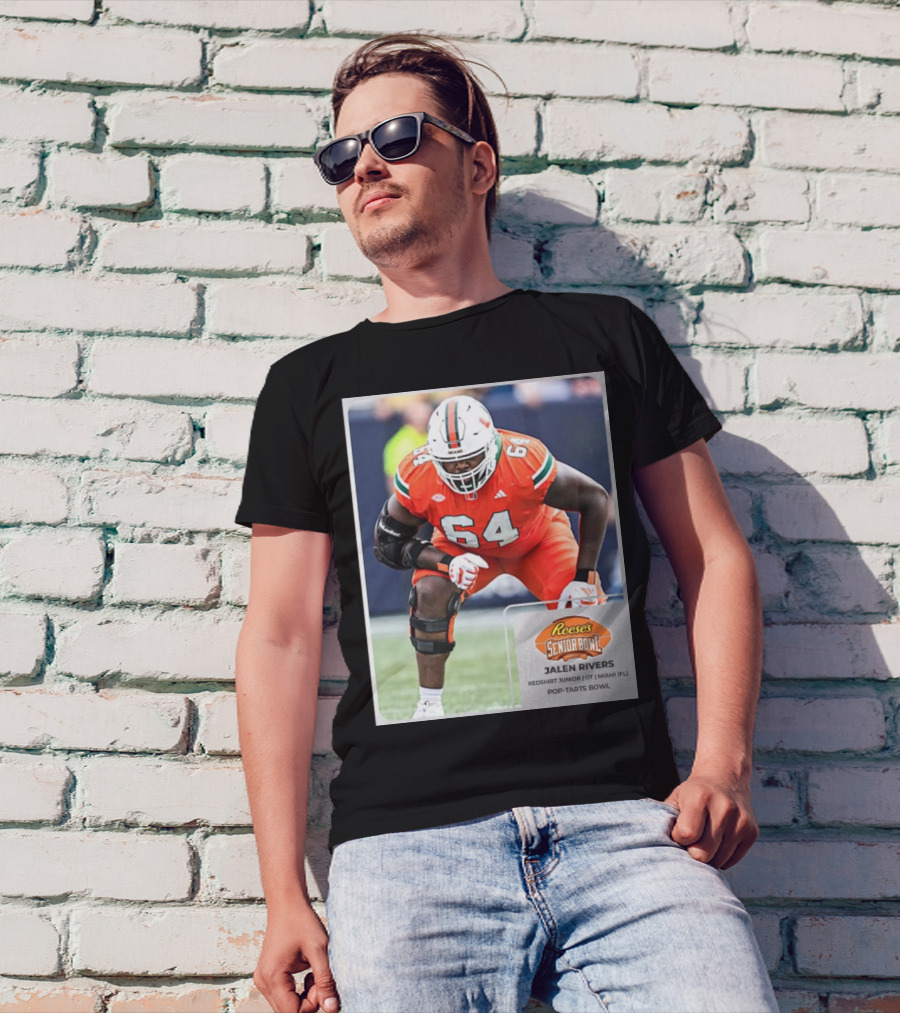 Jalen Rivers Miami Hurricanes Redshirt Junior 64 OT Reese’s Senior Bowl Pop-Tarts Bowl T-Shirt