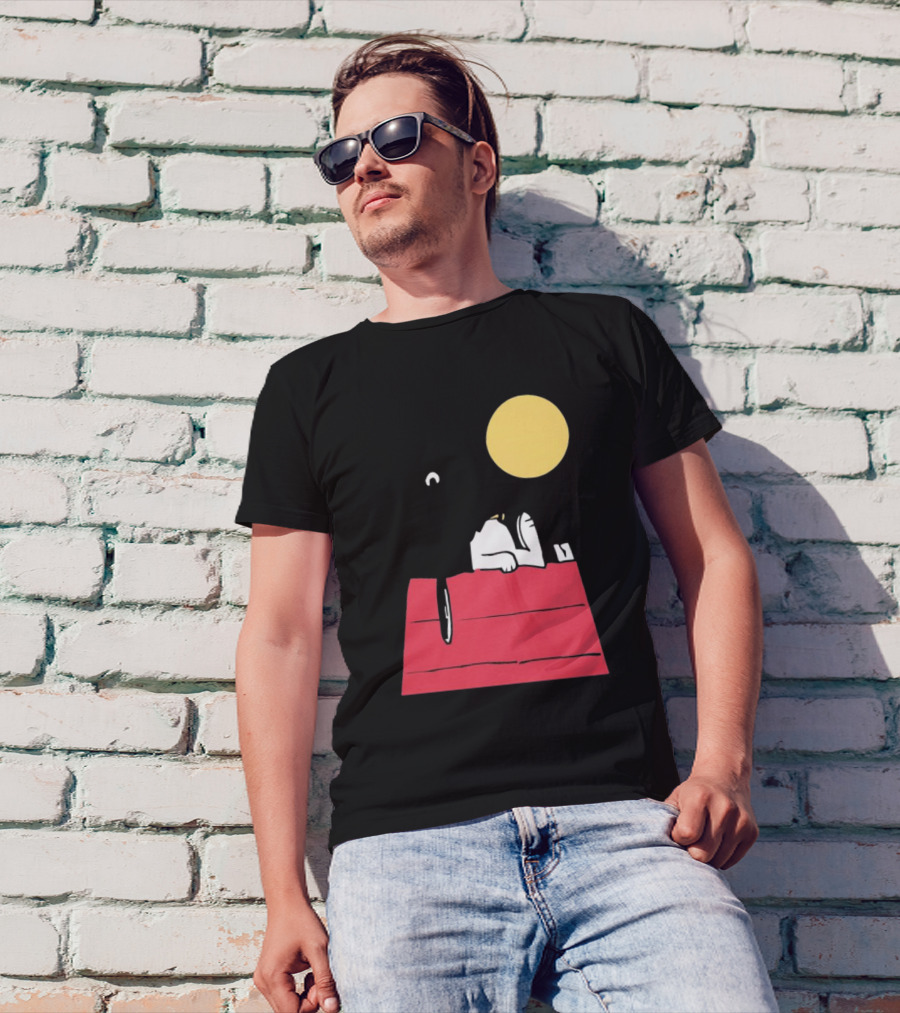 Snoopy Solar Eclipse Peanuts Doghouse Moon Charlie Brown T-Shirt