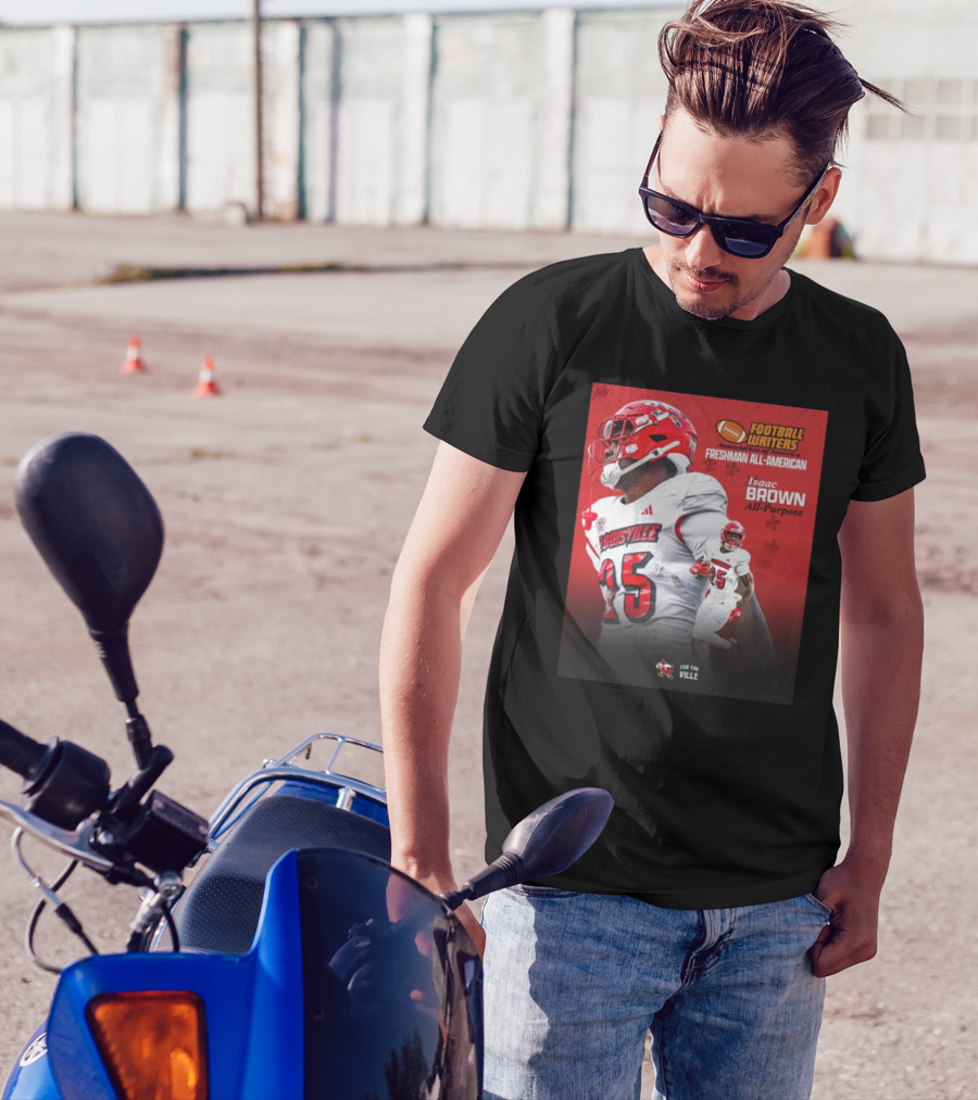 Football Writers Association Of America Freshman All-American Isaac Brown All-Purpose Louisville Cardinals For The Ville T-Shirt