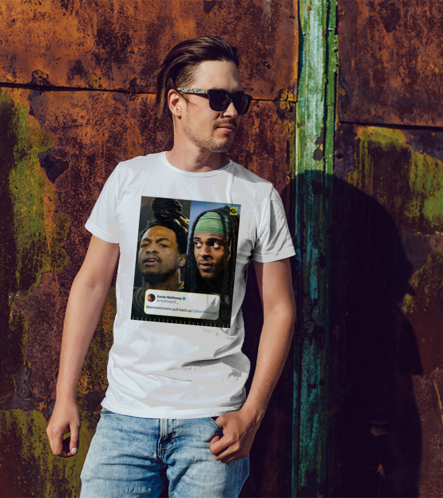 Grid Iron Xavier McKinney Mannnnnnnnnn Pull Back Up Green Bay Packers Davante Adams T-Shirt