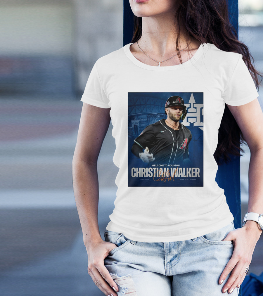 Welcome To Houston Christian Walker H-Town First Base 3X Gold Glove Winner Signature T-Shirt