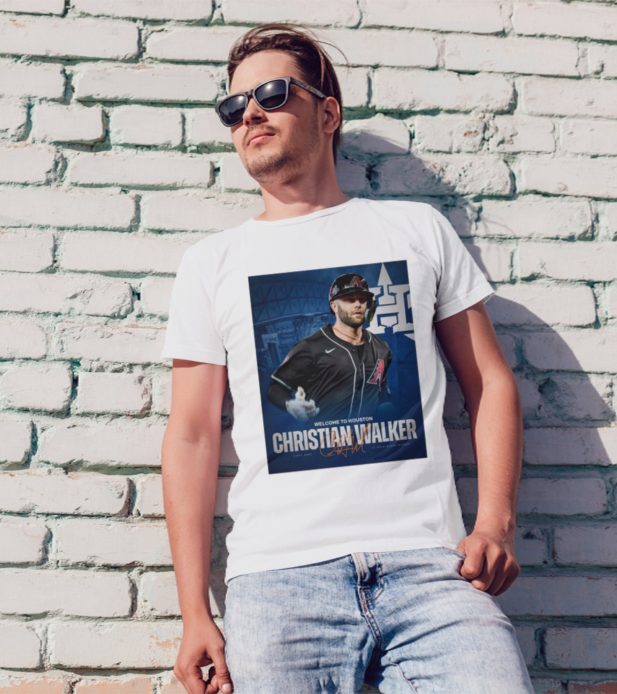 Welcome To Houston Christian Walker H-Town First Base 3X Gold Glove Winner Signature T-Shirt
