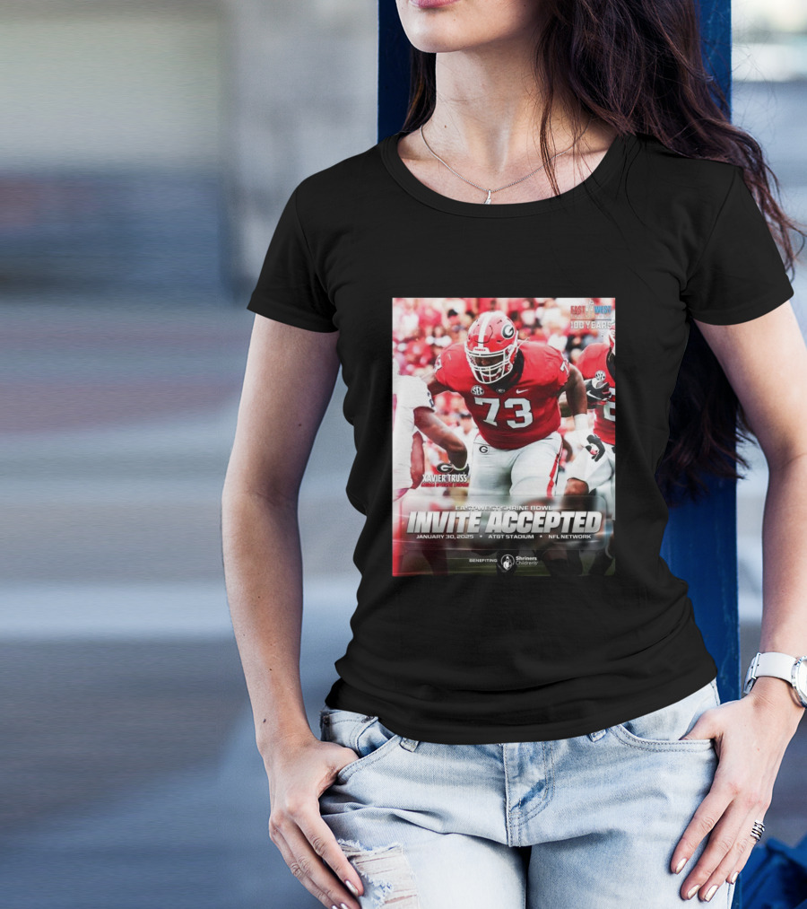 Xavier Truss Georgia Bulldogs 73 East-West Shrine Bowl Invite Accepted January 30 2025 AT&T Stadium NFL Network Benefiting Shriners Children's T-Shirt