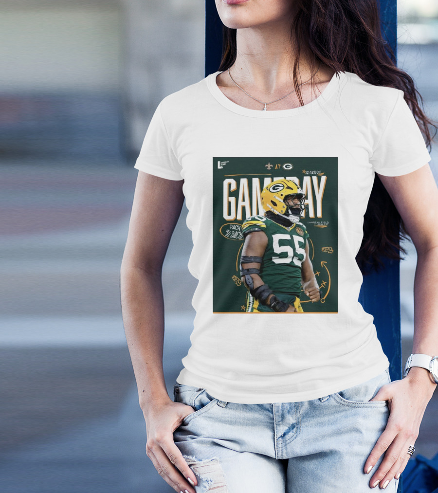Kingsley Enagbare New Orleans Saints At Green Bay Packers Gameday Lambeau Field Pack Go Back T-Shirt