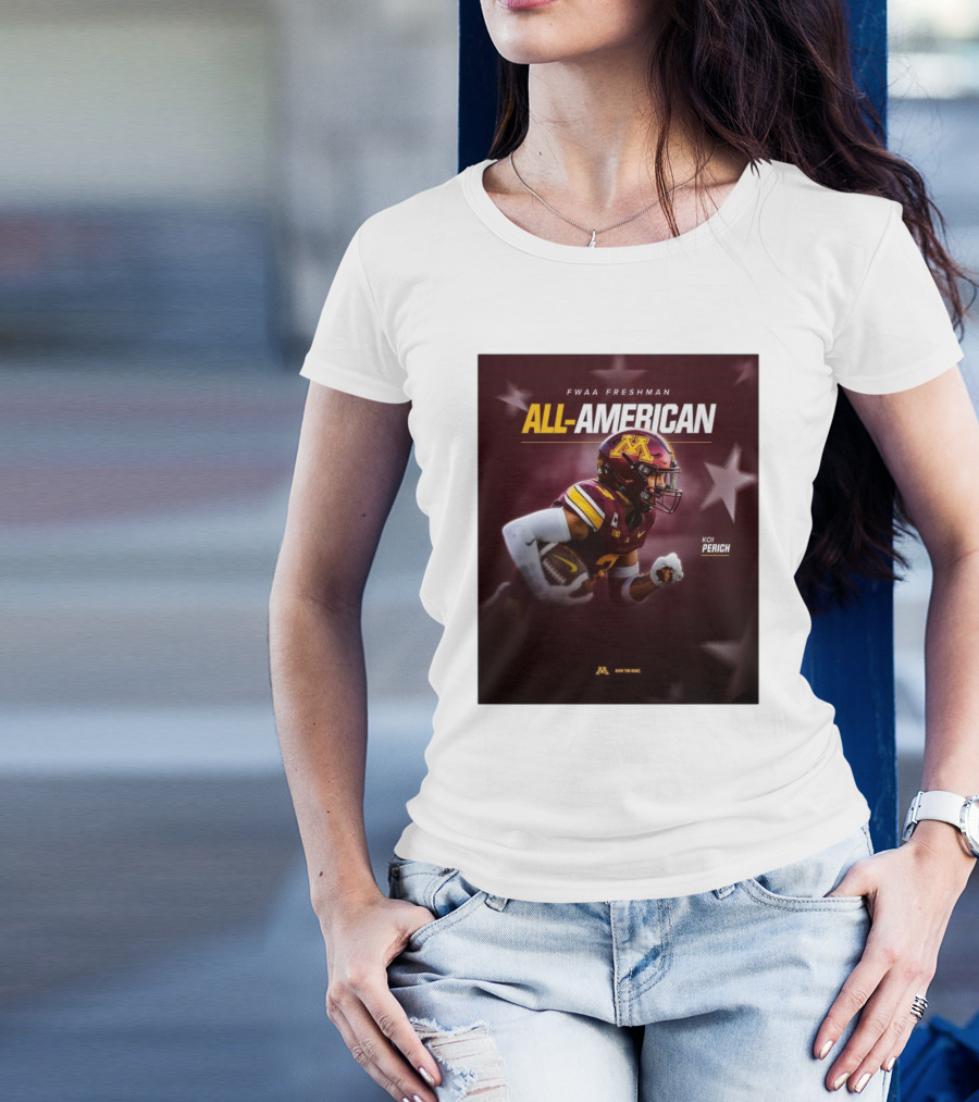 FWAA Freshman All-American Koi Perich Minnesota Golden Gophers Row The Boat T-Shirt