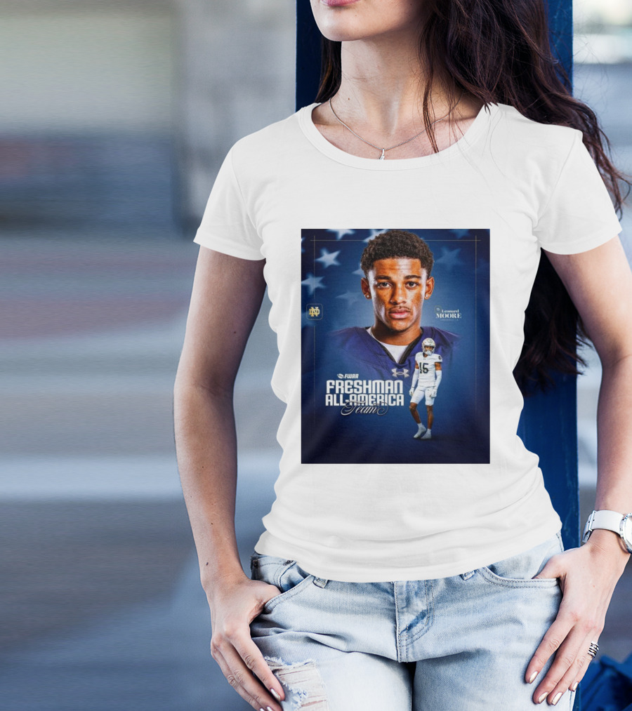Notre Dame Fighting Irish Leonard Moore FWAA Freshman All-America Team Cornerback T-Shirt