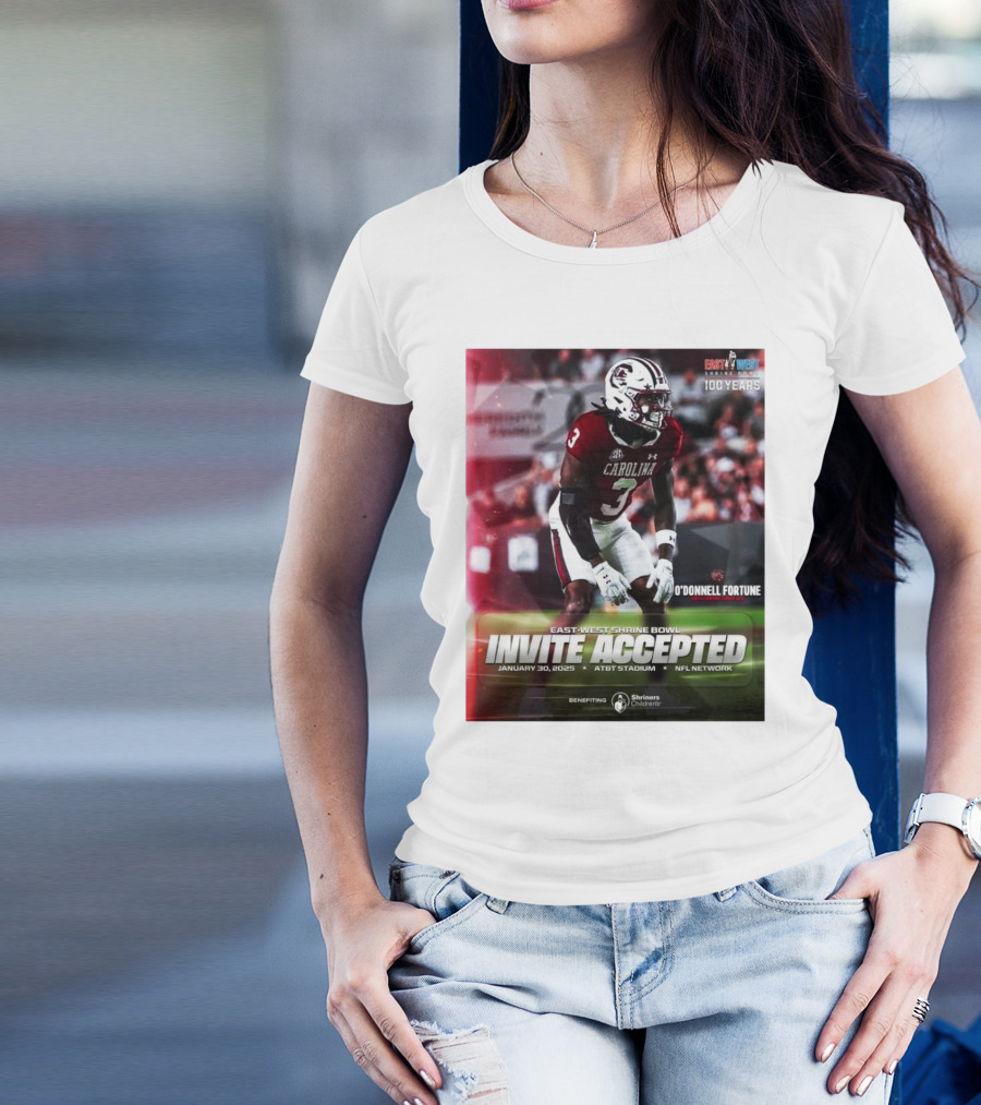 East-West Shrine Bowl Invite Accepted O'Donnell Fortune South Carolina Gamecocks January 30 2025 AT&T Stadium NFL Network T-Shirt