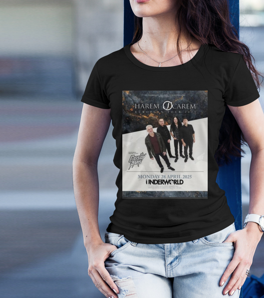 Harem Scarem European Tour 2025 Featuring Cassidy Paris Monday 28 April Underworld London T-Shirt