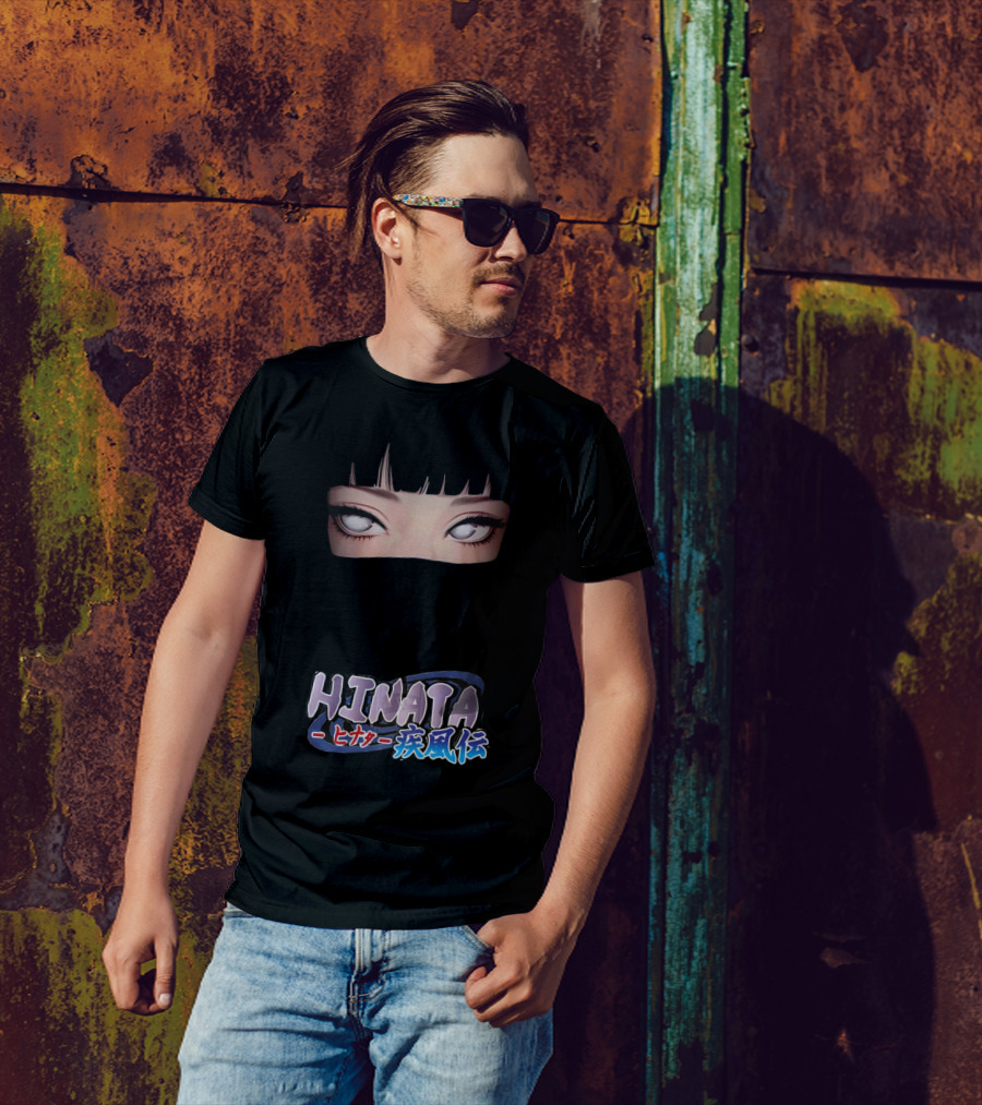 Hinata Hyuga Eyes Japanese Text Anime Style T-Shirt