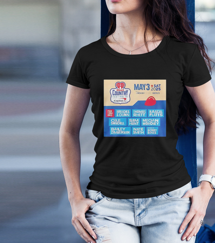I Heart Country Festival 2025 Lineup Featuring Brooks & Dunn Thomas Rhett Rascal Flatts May 3 Austin TX T-Shirt