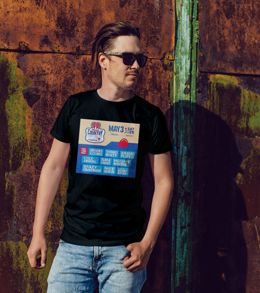 I Heart Country Festival 2025 Lineup Featuring Brooks & Dunn Thomas Rhett Rascal Flatts May 3 Austin TX T-Shirt