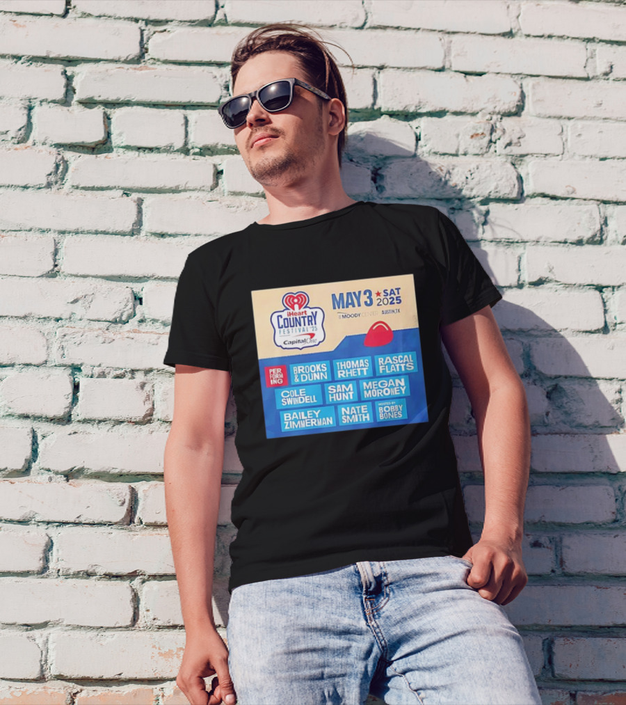 I Heart Country Festival 2025 Lineup Featuring Brooks & Dunn Thomas Rhett Rascal Flatts May 3 Austin TX T-Shirt