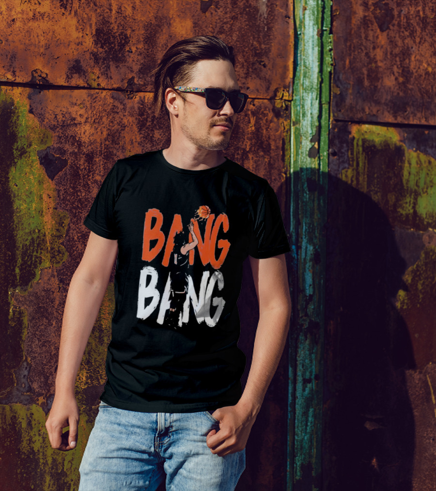 Jalen Brunson Basketball Bang Bang Orange White Combination T-Shirt