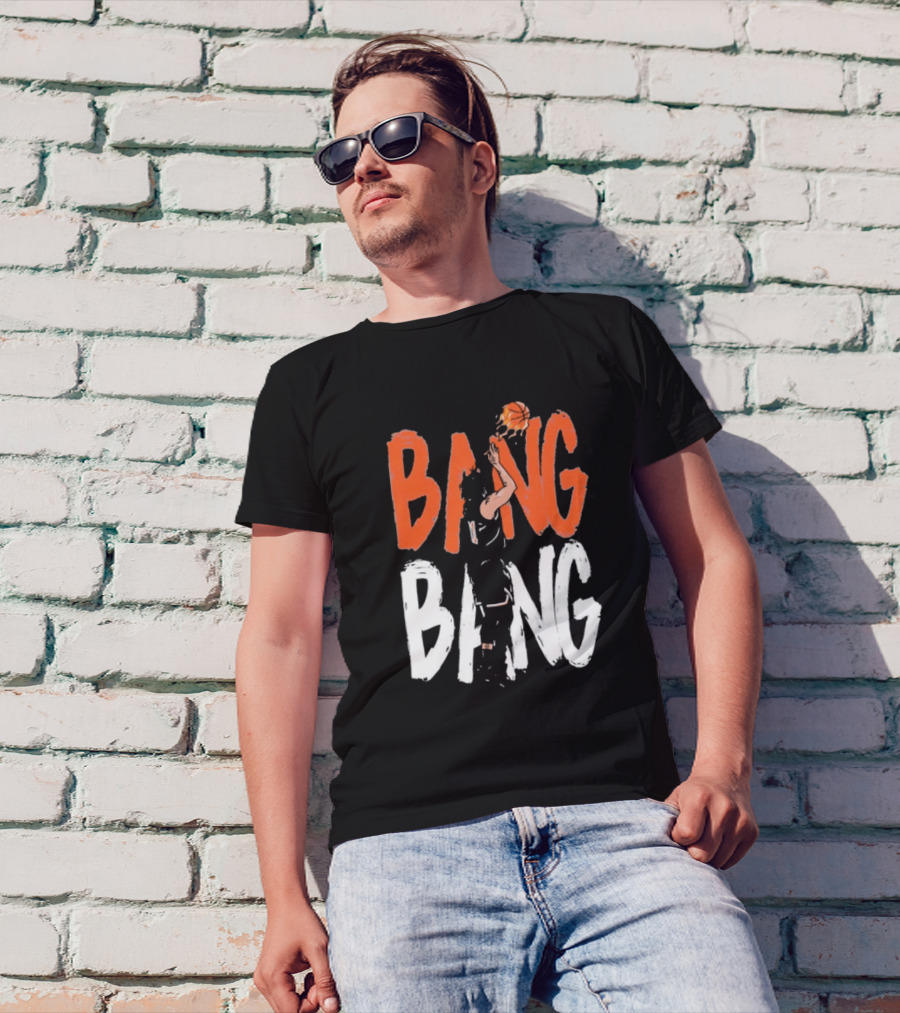 Jalen Brunson Basketball Bang Bang Orange White Combination T-Shirt